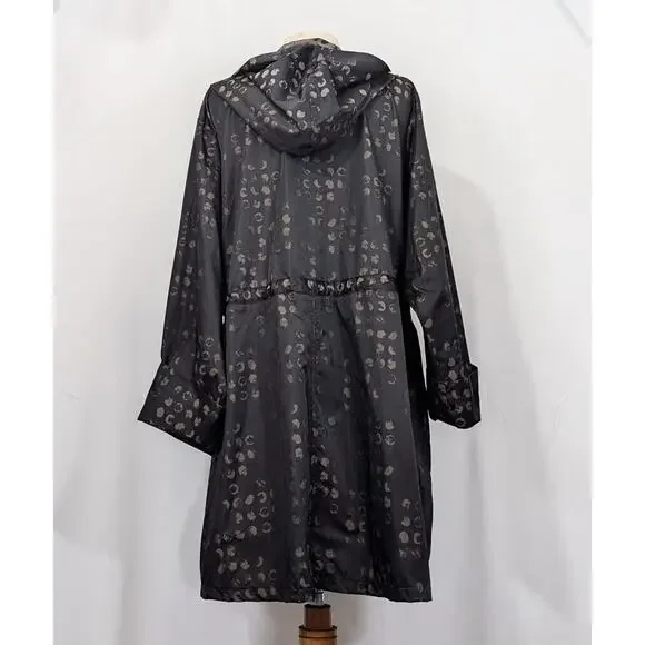 IC Connie K Jacket Black Brown Polka Dot Parachute Tie Front Women's Size 1X - Picture 4 of 7